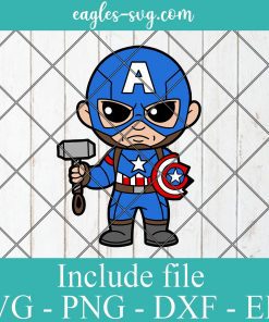 Captain American Baby Superhero Layered SVG PNG DXF EPS Cricut Silhouette