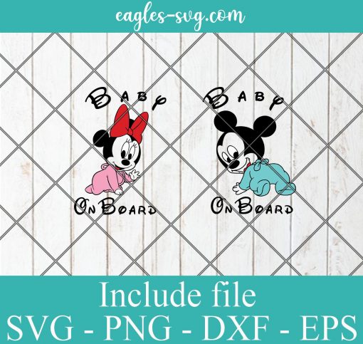 Baby on board Mickey & Minnie SVG PNG DXF Cricut Silhouette