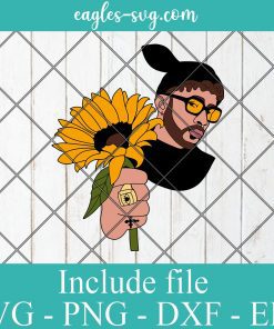 Bad Bunny with sunflower Layered SVG PNG DXF EPS Cricut Silhouette