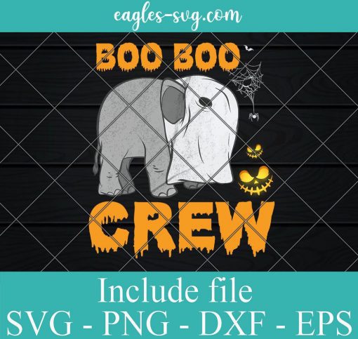 Boo boo Crew Elephant Ghost Halloween Svg Png Eps Vector Clipart, Kids Halloween Svg