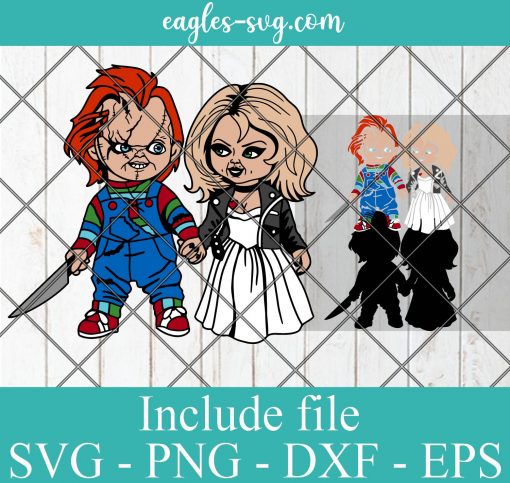 Chucky and Tiffany Layered SVG, Horror movie svg, Valentine day SVG