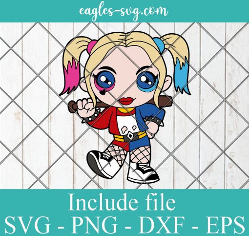 Harley Quinn Baby Kids Superhero SVG PNG DXF EPS Cricut Silhouette