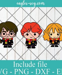 Harry Potter Chibi Baby Cute Character SVG PNG DXF Cricut Silhouette, Hermione Granger, Ron Weasley