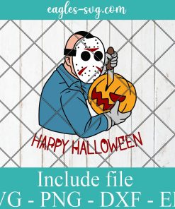 Jason Voorhees Killer Pumpkin Happy Halloween SVG, Friday the 13th SVG, Halloween SVG, Horror Movie SVG