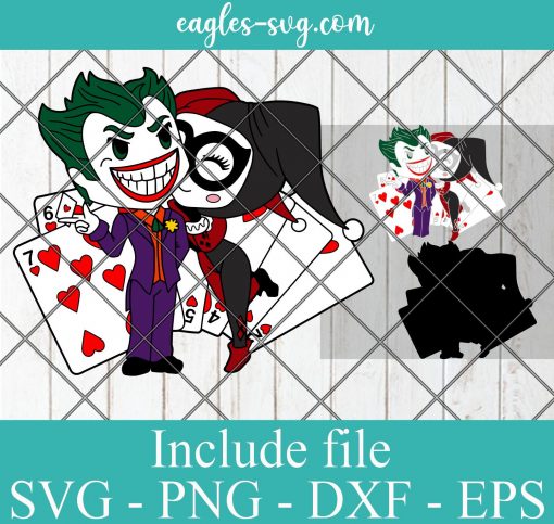 Joker & Harley Quinn Cute Funny Superhero Layered SVG PNG DXF Cricut Silhouette
