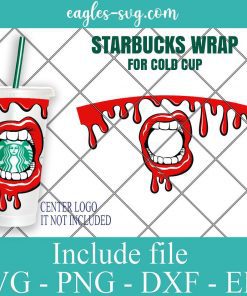 Melted Lips Dripping Starbucks Full Wrap SVG, Full Wrap for Starbucks Venti Cold Cup, Custom Starbuck, Files for Cricut, Digital Download