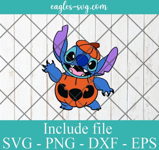 Stitch with Pumpkin svg, Fall svg, Halloween svg, Disney Cartoon SVG cricut and silhouette