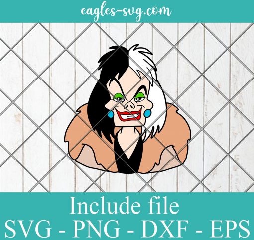 Disney Cartoon Cruella de Vil 101 Dalmatians Layered SVG PNG DXF EPS Cricut Silhouette