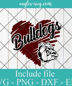 Bulldog Spirit Heart Svg, School Spirit Pride, High School Mascot Svg Png Cricut