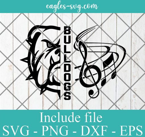 Bulldogs Music Band SVG, Bulldog Marching Band, Music Note, Cut File, svg png Silhouette Cameo Cricut