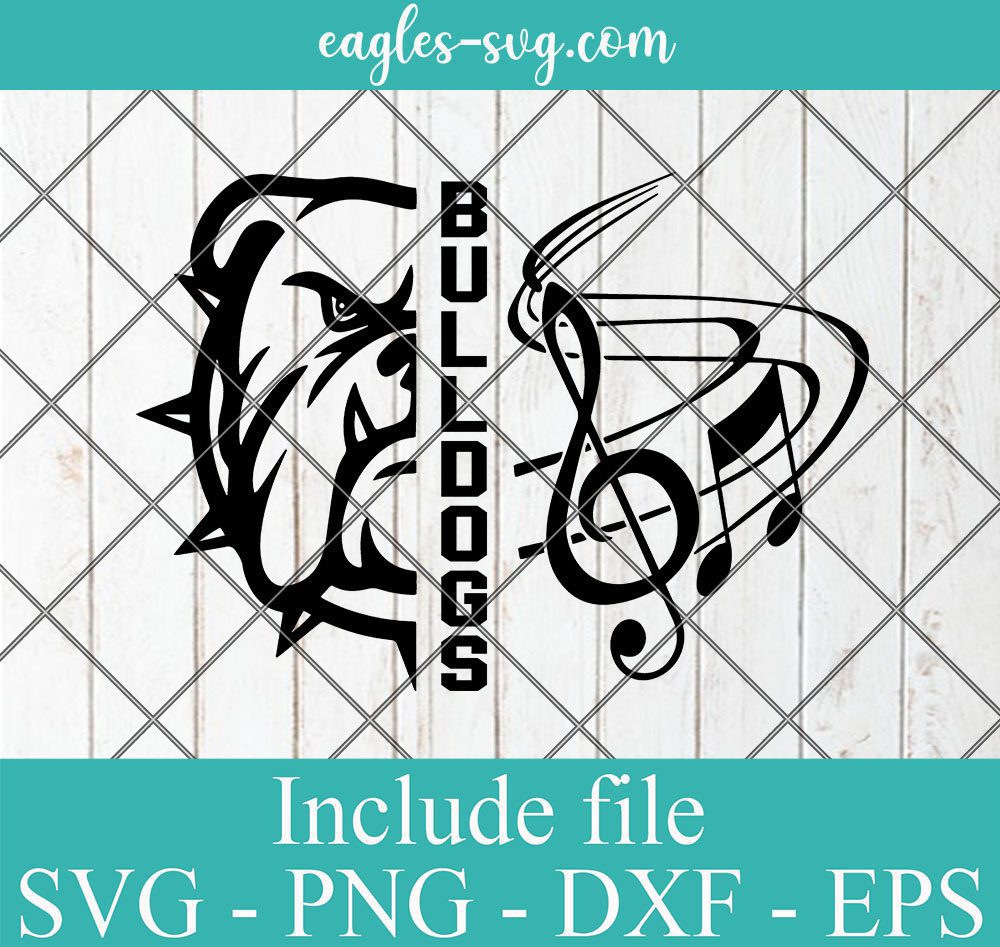 Bulldogs Music Band SVG, Bulldog Marching Band, Music Note, Cut File, svg png Silhouette Cameo Cricut