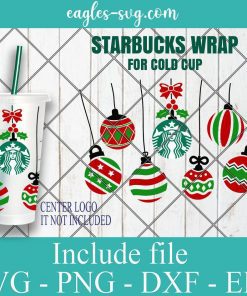 Christmas Ball Starbucks Cold Cup SVG, Full Wrap for Starbucks Venti Cold Cup, Files for Cricut, Digital Download