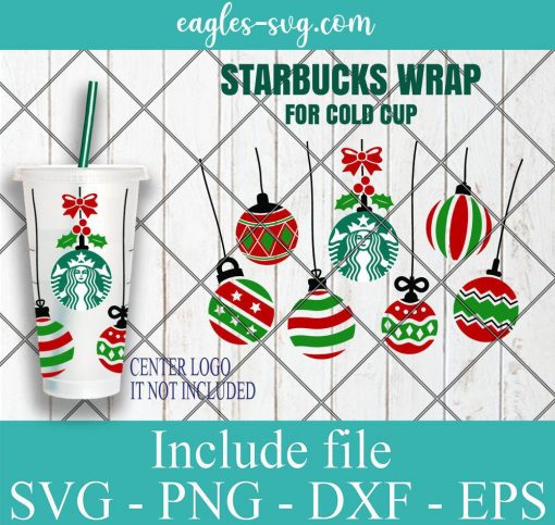 Christmas Ball Starbucks Cold Cup SVG, Full Wrap for Starbucks Venti Cold Cup, Files for Cricut, Digital Download