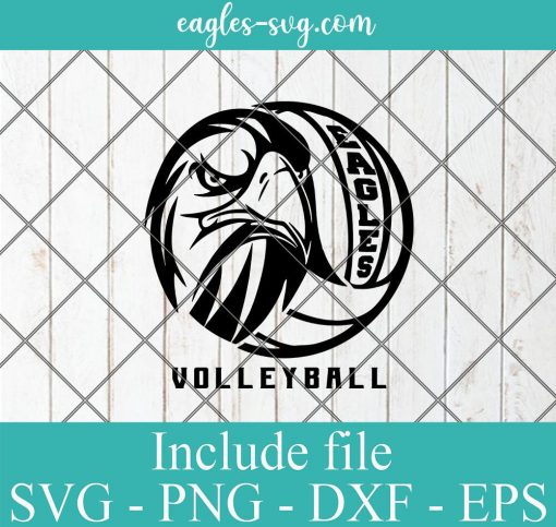 Eagles Volleyball Mascot Sports SVG, High School Mascot, Team Spirit Svg Png Ai Cricut Silhouette