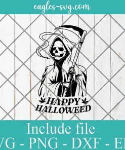 Happy Halloween weed SVG Smoking Grim Reaper SVG Stoner Halloween Cricut Silhouette Clipart Vector Png Ai