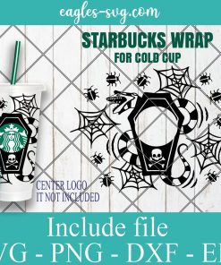 Horror Wrap Inspired by Beetlejuice Starbucks Cold Cup SVG, Full Wrap for Starbucks Venti Cold Cup, Files for Cricut, Digital Download