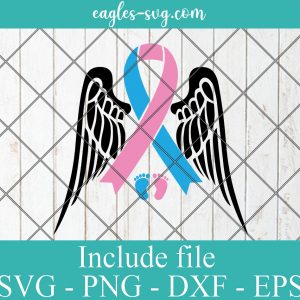 Infant Loss Ribbon Svg Awareness Wings Baby Boy Girl SVG Png Ai cricut Silhouette