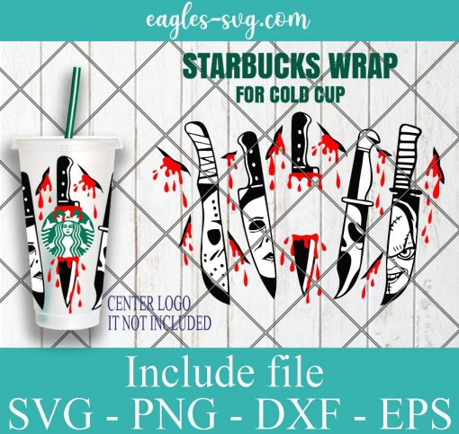 Killer Bloody Knife Starbucks Cold Cup SVG, Horror Full Wrap for Starbucks Venti Cold Cup, Files for Cricut, Digital Download