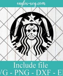 Jason Voorhees Starbucks Logo SVG, Friday the 13th svg, Horror Halloween Svg Png Ai Cricut Silhouette