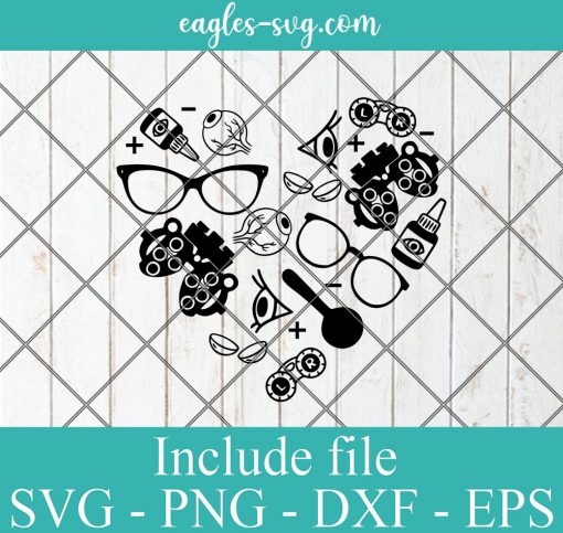 Optometry SVG, Optometry Icons Svg, Optometry Shape Heart Vinyl Cut File for Silhouette or Cricut
