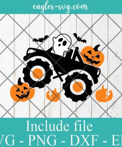 Pumpkin Monster Truck Svg, Boys Halloween Svg, Ghost Svg, Ai, Png, Kids Clipart, Fall Cut Files, Silhouette, Cricut