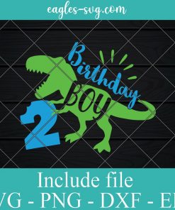 2nd Birthday Boy Rex Svg, Dinosaur Second Birthday Svg, T-Rex Kids Svg, Silhouette Cricut