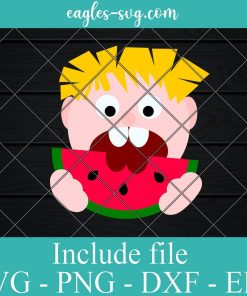 Boy Eating Watermelon SVG File for Cricut and Silhouette, Summer SVG File for Boys,Svg Watermelon Clip art