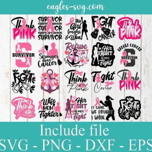 Breast Cancer SVG Bundle, Survivor Svg, Ribbon Svg, Cancer Quotes Svg Bundle