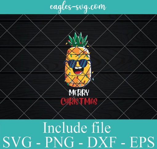 Christmas Pineapple with Lights Glasses Svg, Png, Eps, DXF cut files for cricut, Funny Christmas Svg