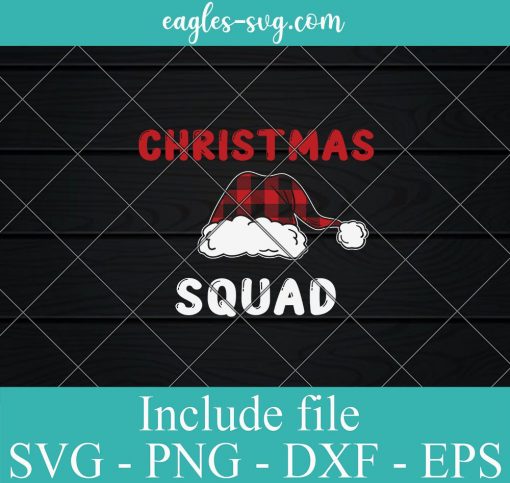 Christmas Squad Santa Hat Buffalo Plaid Svg, Png, Eps, DXF cut files for cricut, Funny Christmas Svg