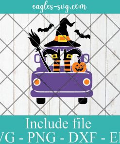 Halloween Truck Witch Svg, Witch Legs Svg, Old Truck Back Svg Png, Girls Cut Files, Kids Monogram Svg, Silhouette, Cricut