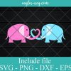 Love Elephants SVG file, Elephant Heart SVG, Lovely Elephant Couple Clipart, Printable Elephant decor, Elephant Art