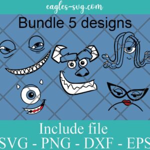 Monsters Inc Faces Svg Bundle Monsters University SVG, Disney Monsters Svg for Cricut, Png