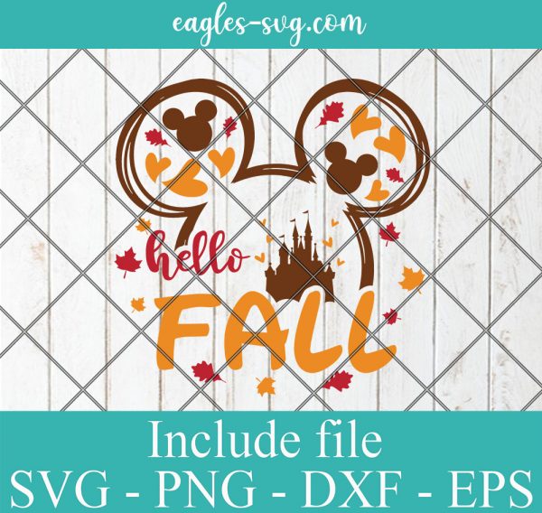 Mouse Ears Hello Fall Svg for cricut, Mouse autumn print for t-shirt, Fall yall Svg, Autumn Svg