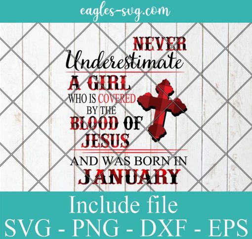 Never Underestimate A Woman Who Is Covered By The Blood Of Jesus And Was Born In January, Birthday Girl Svg, Png