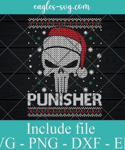 Punisher Skull Ugly Christmas Sweater Svg Png, Cricut, Silhouette Cut Files