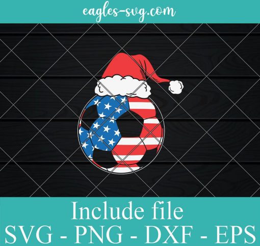Soccer USA Flag Funny Ball Santa Hat Svg, Png, Eps, DXF cut files for cricut