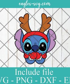 Stitch Christmas With Horns Svg, Cricut, Silhouette, Cut File, Clipart, Cartoon Merry Christmas svg
