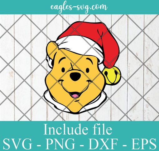Disney Christmas Santa winnie the pooh Head SVG, Mr Claus Bear SVG, Cricut Cut Files, Png