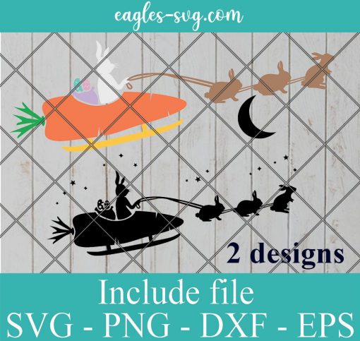 Easter Bunny sleigh ride Svg, Png, Cricut File Silhouette Art