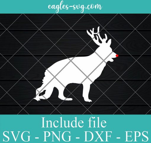 Funny German Shepherd Dog Christmas Reindeer Antlers Xmas SVG, Cricut Cut Files, Png