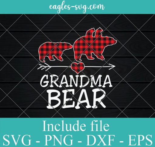 Grandma Bear Red Buffalo Plaid Christmas SVG, Cricut Cut Files, Png