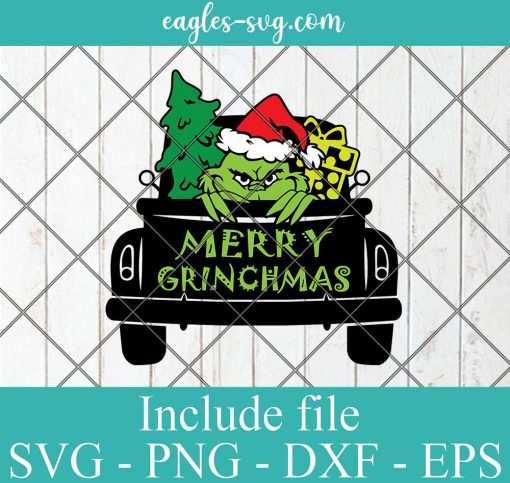 Grinch Merry Christmas Truck Svg, Merry Christmas tree SVG, Cricut Cut Files, Png