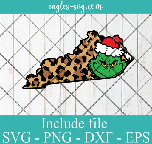KY Kentucky Leopard Christmas Grinch Svg, Kentucky map Cheetah Christmas Santa Svg Designs Download