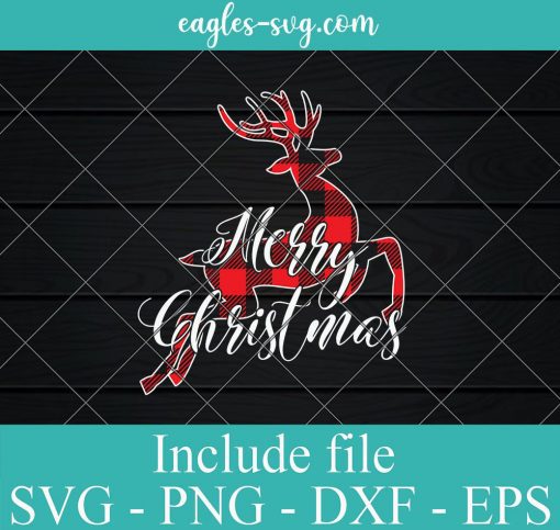 Merry Christmas Deer Red Buffalo Plaid Christmas SVG, Cricut Cut Files, Png