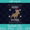 Merry Pitmas Ugly Christmas Sweater Svg, Pitbull Dog Christmas Svg Png, Cricut File Silhouette Art