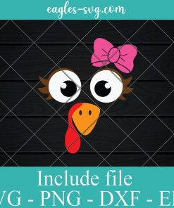 Turkey Girl Face Costume Thanksgiving SVG, Cricut Cut Files, Png