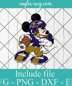 Baltimore Ravens Mickey Mouse Svg, Png for Cricut Silhouette Art