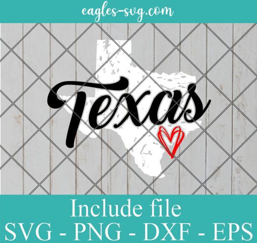 Love Texas Distressed Heart Svg, Png, Cricut File Silhouette Art