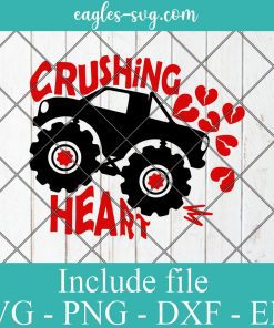 Crushing Hearts Valentine's Monster Truck Svg, Png, Cricut File Silhouette Art
